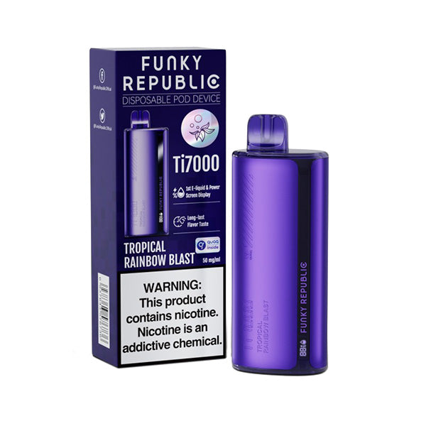 Funky Republic Ti7000 Disposable 7000 Puff 12.8mL 50mg | MOQ 5 | Tropcali Rainbow Blast with Packaging