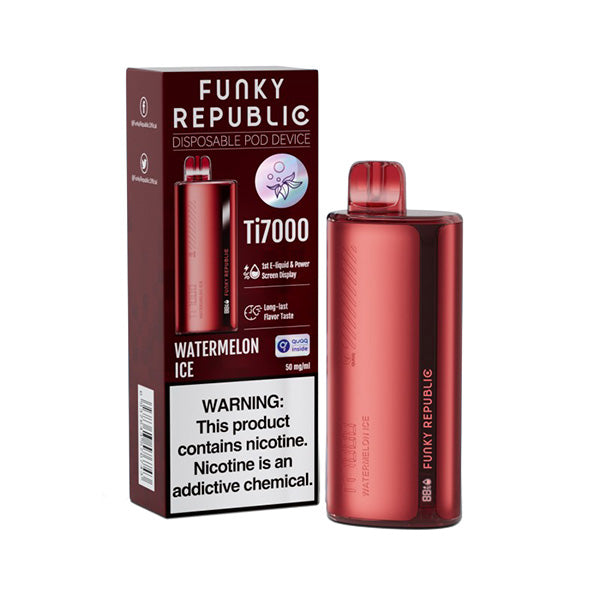 Funky Republic Ti7000 Disposable 7000 Puff 12.8mL 50mg | MOQ 5 | Watermelon Ice with Packaging