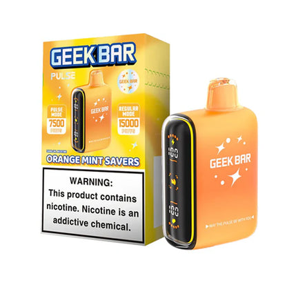 Geek Bar Pulse Disposable | 15000 Puffs | 16mL | 50mg | MOQ 5 | Orange Mint Savers with packaging
