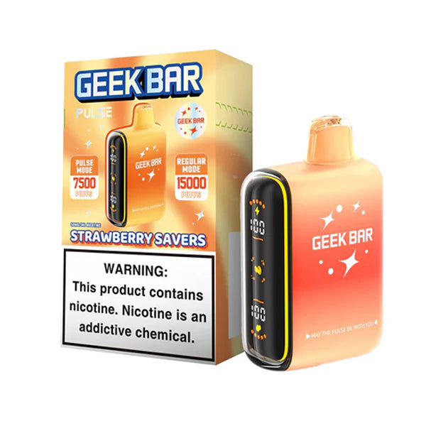 Geek Bar Pulse Disposable | 15000 Puffs | 16mL | 50mg | MOQ 5 | Strawberry Savers with packaging