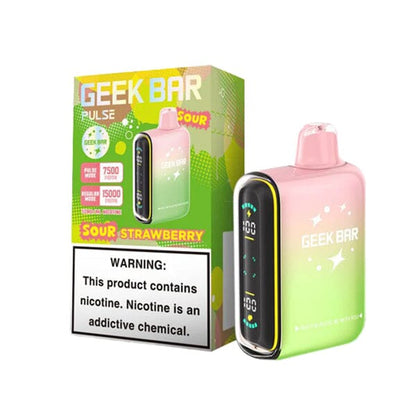 Geek Bar Pulse Disposable | 15000 Puffs | 16mL | 50mg | MOQ 5 | Sour Strawberry with Packaging 