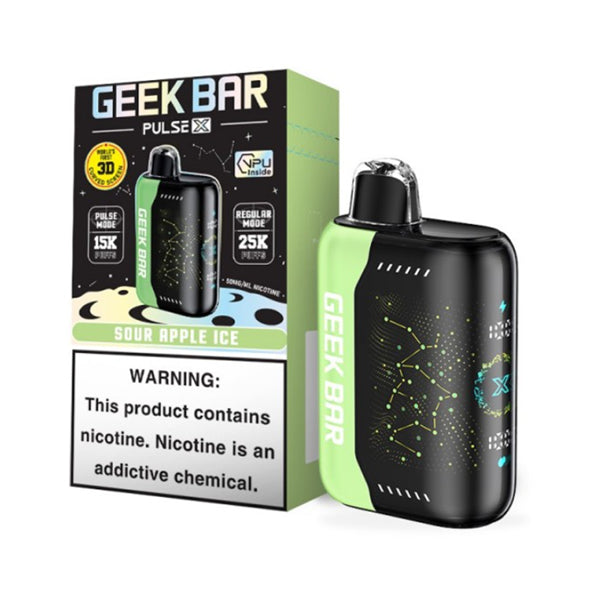 Geek Bar Pulse X Disposable 25000 Puffs 18mL 50mg | MOQ 10 - Sour Apple Ice with Packaging