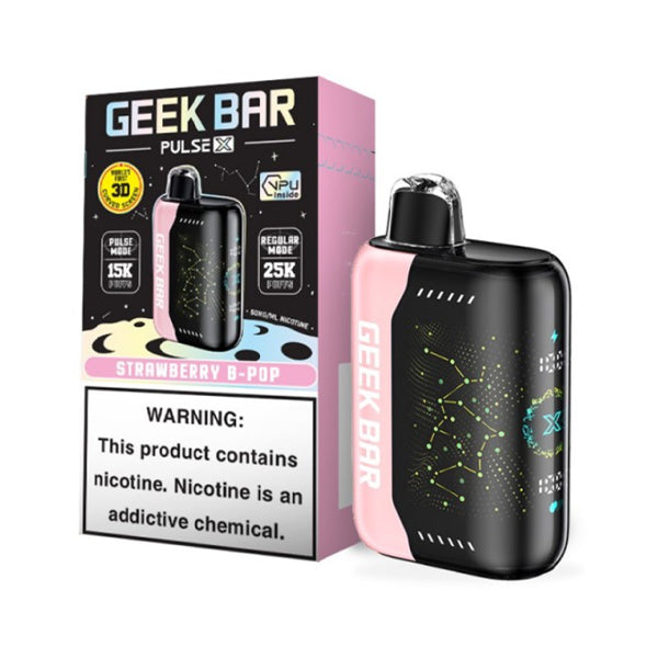 Geek Bar Pulse X Disposable 25000 Puffs 18mL 50mg | MOQ 10 - Strawberry B-Pop  with Packaging