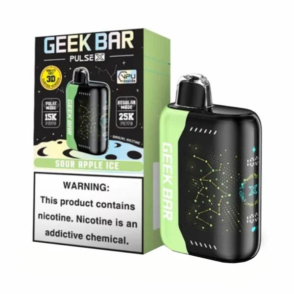 Geek Bar Pulse X Disposable 25000 Puffs 18mL 50mg | MOQ 10 - Sour Apple Ice with Packaging