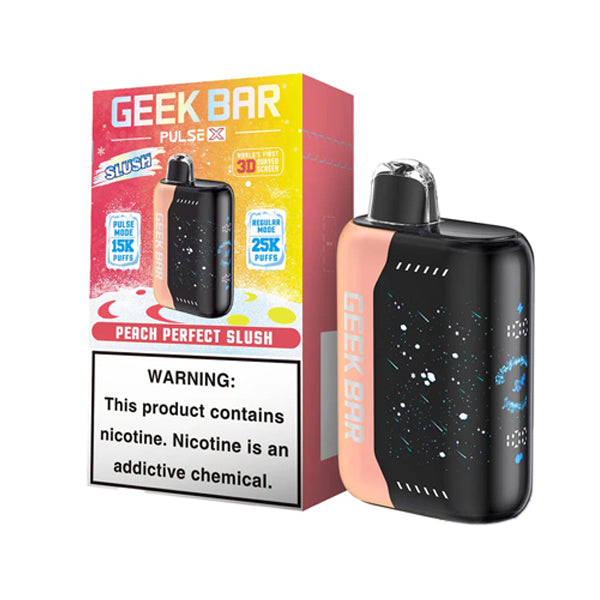 Geek Bar Pulse X Disposable | 25000 Puffs | 18mL | 50mg | MOQ 5 | Peach Perfect Slush with packaging
