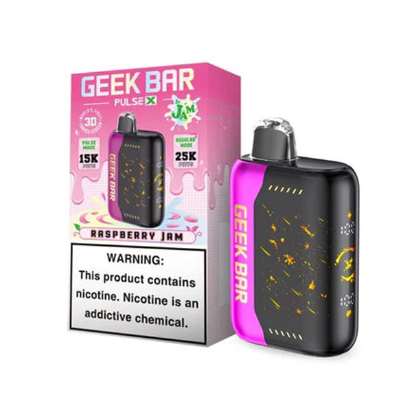 Geek Bar Pulse X Disposable | 25000 Puffs | 18mL | 50mg | MOQ 5 | Raspberry Jam with packaging