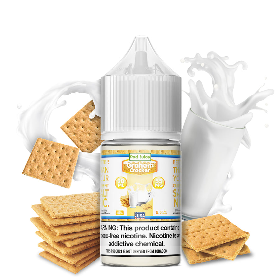 Pod Juice Salt Series E-Liquid | 30mL | 55mg | Graham Cracker bottle