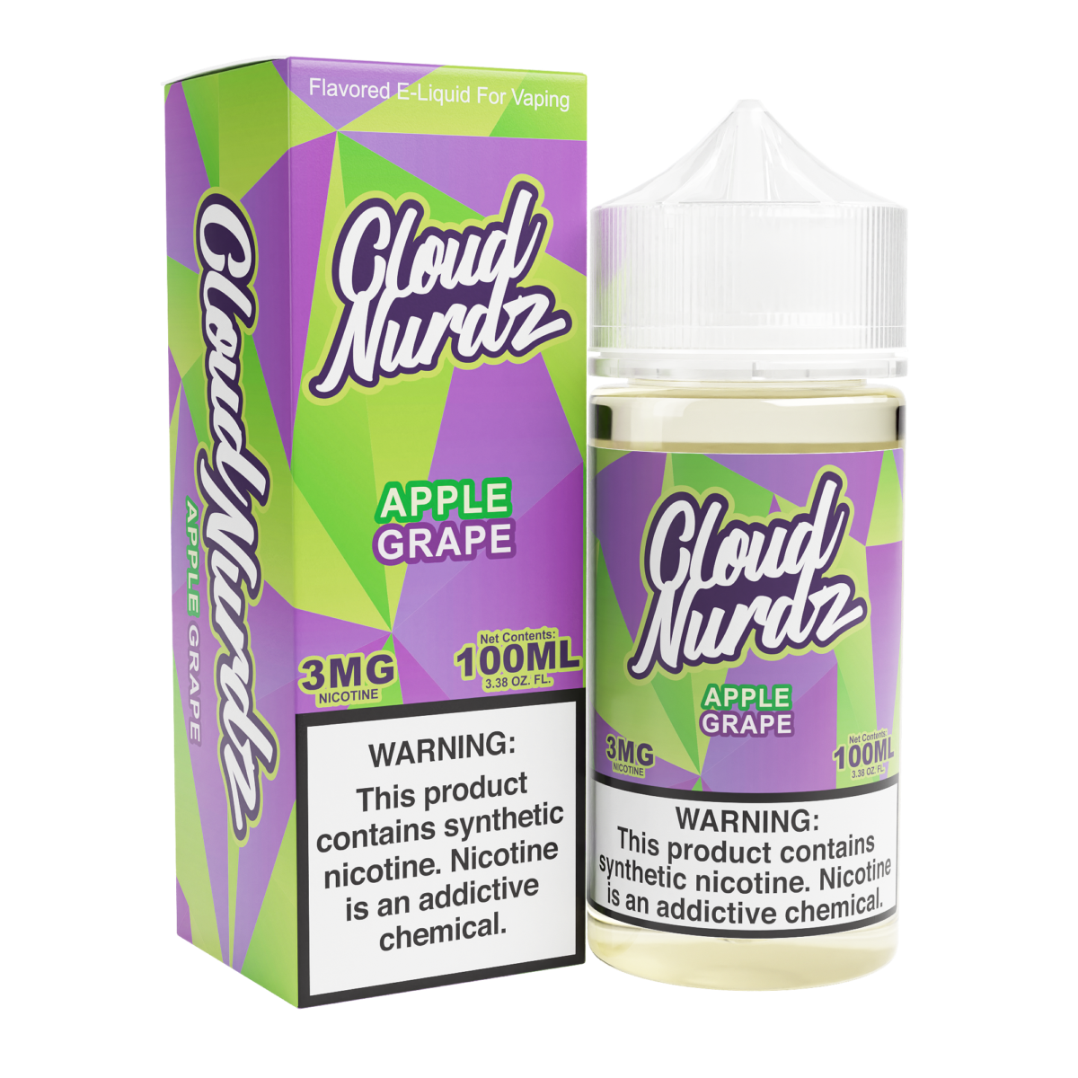 Cloud Nurdz Series E-Liquid 100mL Grape Apple with packaging