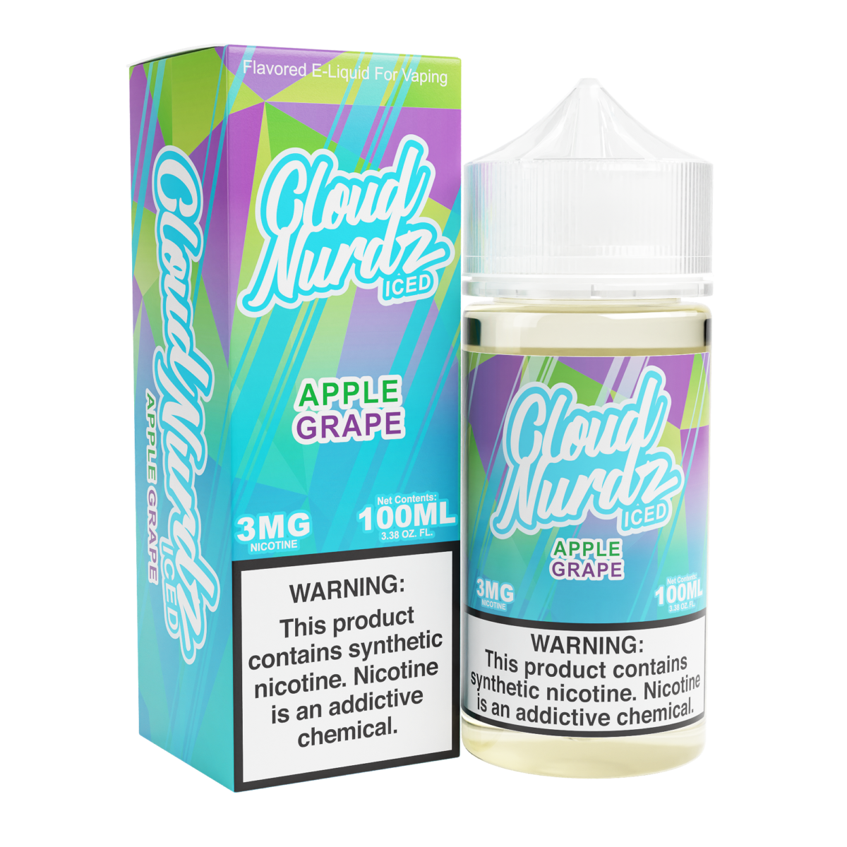 Cloud Nurdz Series E-Liquid 100mL Grape Apple Ice with packaging