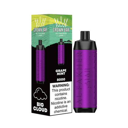Crown Bar AF8000 Disposable | 8000 Puffs | 18mL | 50mg | MOQ 10 | Grape MInt with Packaging 