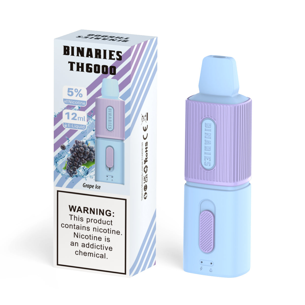 HorizonTech Binaries Cabin Disposable TH 6000 Puffs 12mL 50mg | MOQ 10 Grape Icewith Packaging 