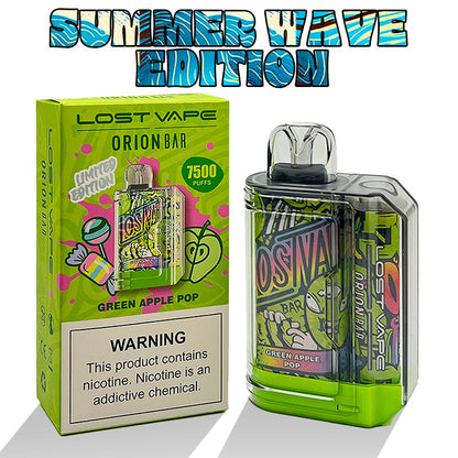 Orion Bar Disposable | 7500 Puff | 18mL | 50mg | MOQ 10 | Green Apple Pop with packaging