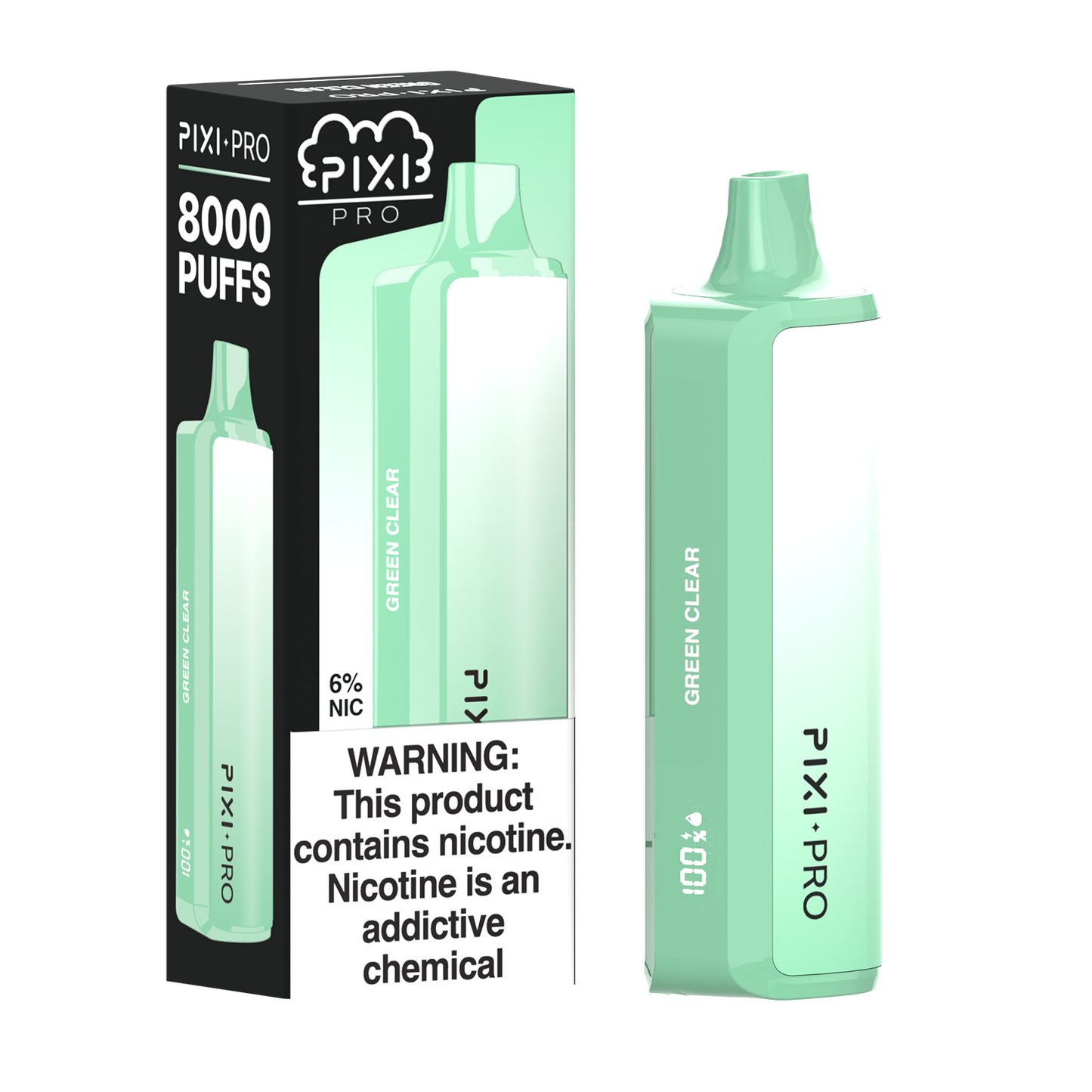 Green Clear  Pixi Pro Disposable 8000 Puffs 14mL 60mg | MOQ 10pc