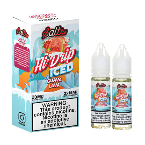 Hi-Drip Salt Series E-Liquid x2-15mL (Salt Nic) | Guava Lava Iced with packaging