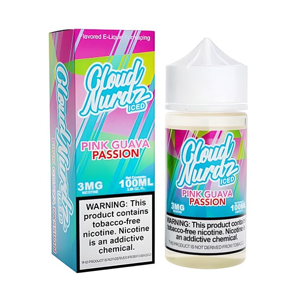 Cloud Nurdz Series E-Liquid 100mL (Freebase) | Pink Guava Passion Iced with packaging