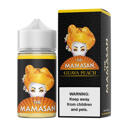 The Mamasan Series E-Liquid 60mL Guava Peach with packaging