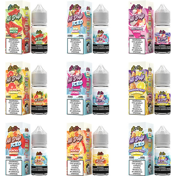 Hi-Drip Salt Series E-Liquid 30mL (Salt Nic) | Group Photo with packaging