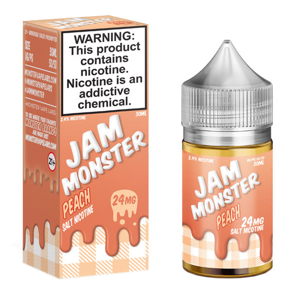 Jam Monster Salt Series E-Liquid 30mL Jam Peach with packaging