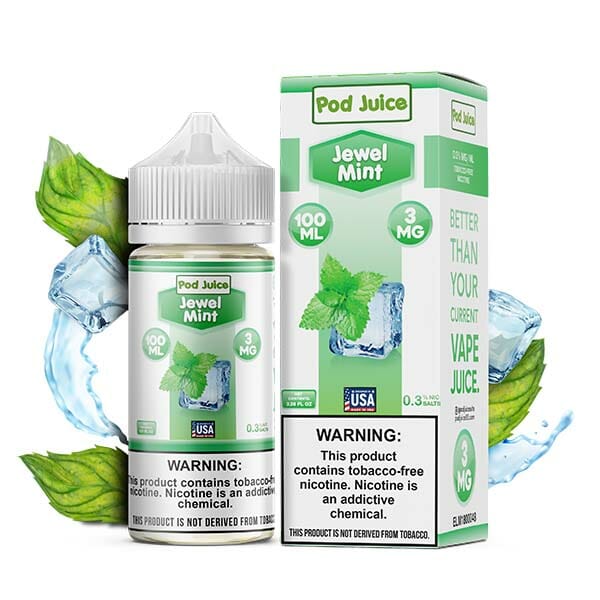 Pod Juice Series E-Liquid 100mL (Freebase) | Jewel Mint with Packaging