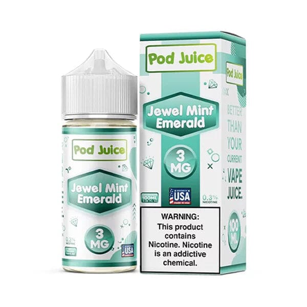 Pod Juice Series E-Liquid | 100mL | 3mg | (Freebase) | Jewel Mint Emerald  with Packaging