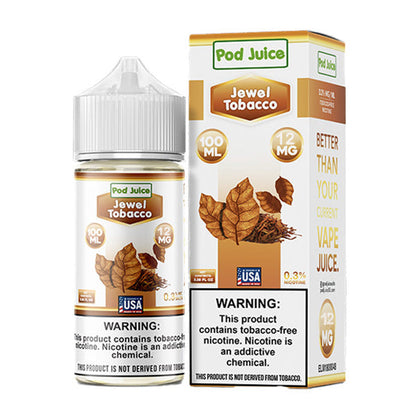 Pod Juice Series E-Liquid | 100mL | 12mg | (Freebase) | Jewel Tobacco with Packaging