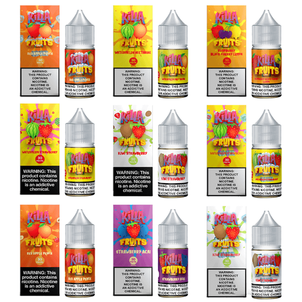 Killa Fruits Salt Series E-Liquid 30mL (Salt Nic) | Group Photo with packaging