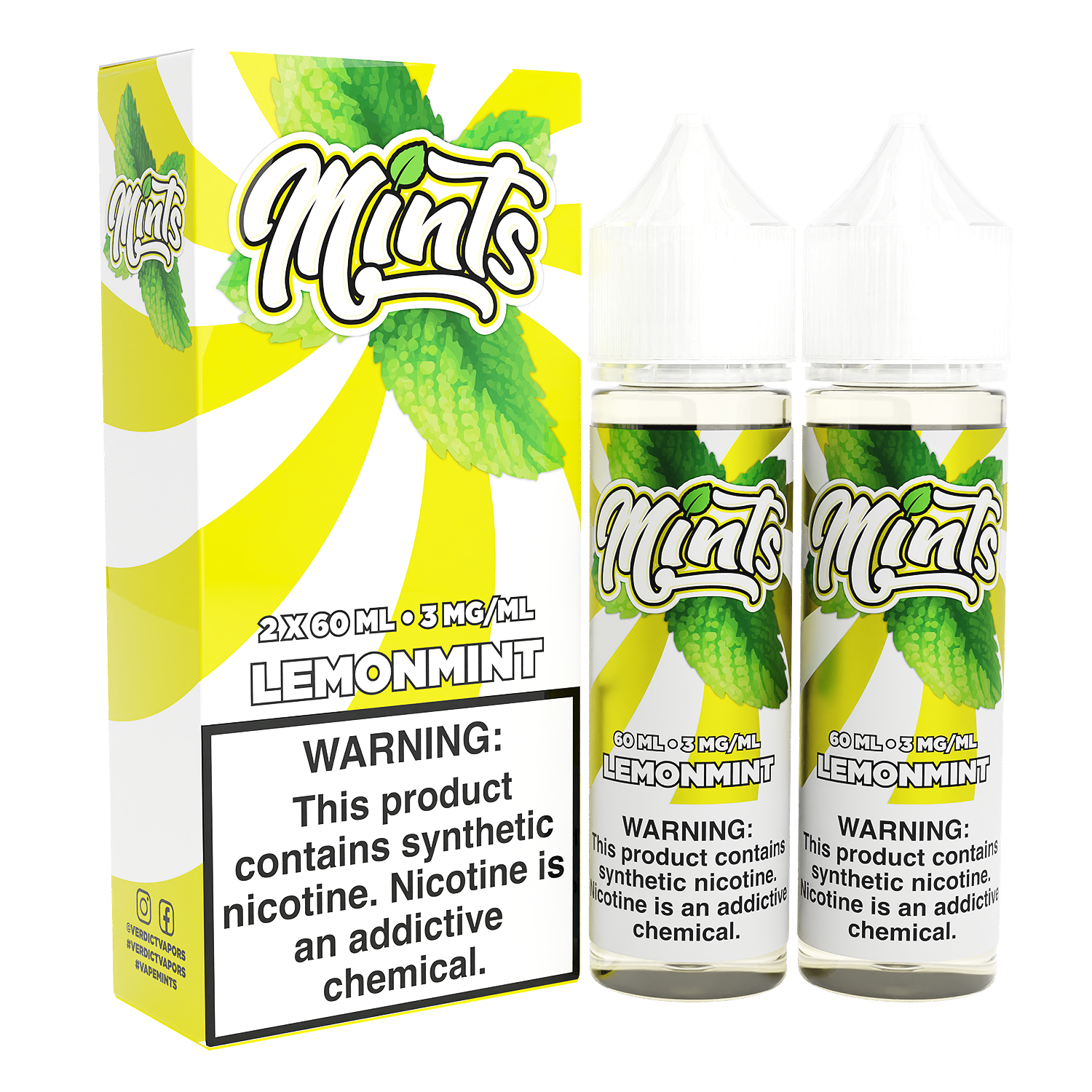 Mints Series E-Liquid x2-60mL | Lemonmint with packaging