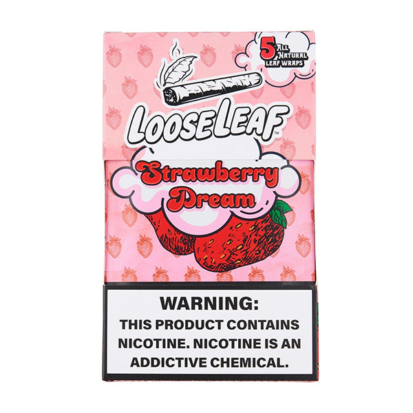 Loose Leaf Wraps 5-Wrap Pouch (8pc Display) | Strawberry Dream with Packaging