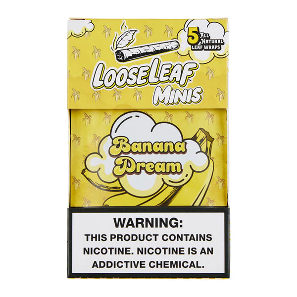 Loose Leaf Wraps Mini’s 5-Wrap Pouch (8pc Display) | Banana Cream with packaging