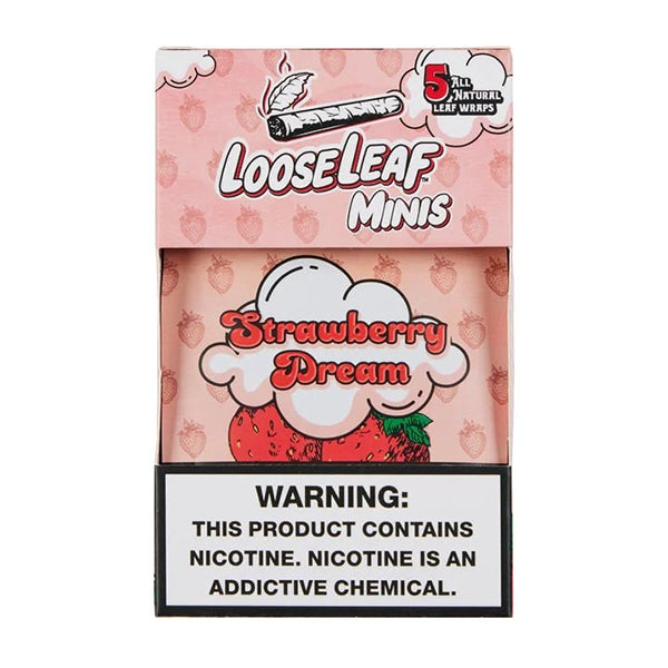 Loose Leaf Wraps Mini’s 5-Wrap Pouch (8pc Display) | Strawberry Dream with packaging