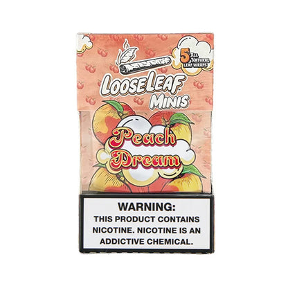 Loose Leaf Wraps Mini’s 5-Wrap Pouch (8pc Display) - Peach Dream with Packaging
