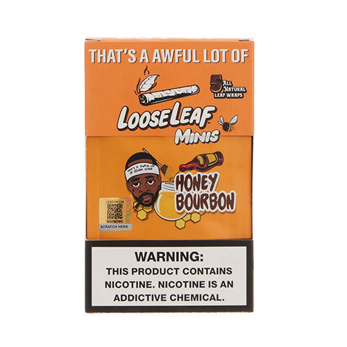 Loose Leaf Wraps Mini’s 5-Wrap Pouch (8pc Display) - Honey Bourbon with Packaging