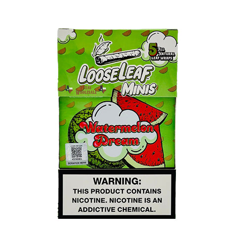 Loose Leaf Wraps Mini’s 5-Wrap Pouch (8pc Display) - Watermelon Dream with Packaging