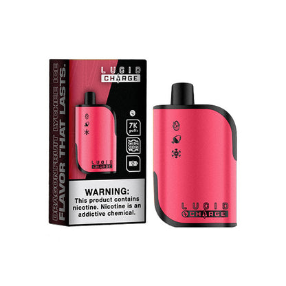 Lucid Charge Disposable | 7000 Puffs | 14mL | 50mg | MOQ 10 | Dragon Lychee Ice with Packaging