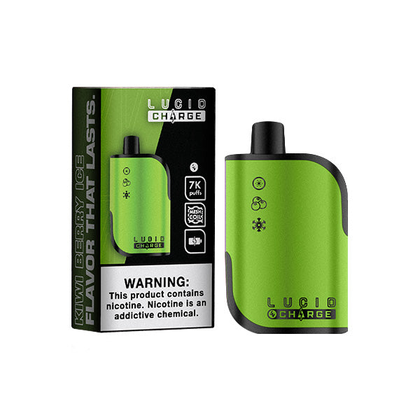 Lucid Charge Disposable | 7000 Puffs | 14mL | 50mg | MOQ 10 | Kiwi Berry Ice with Packaging