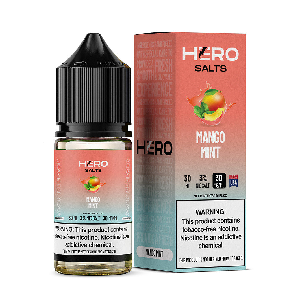 Hero E-Liquid 30mL (Salts) | Mango Mint with pacakging