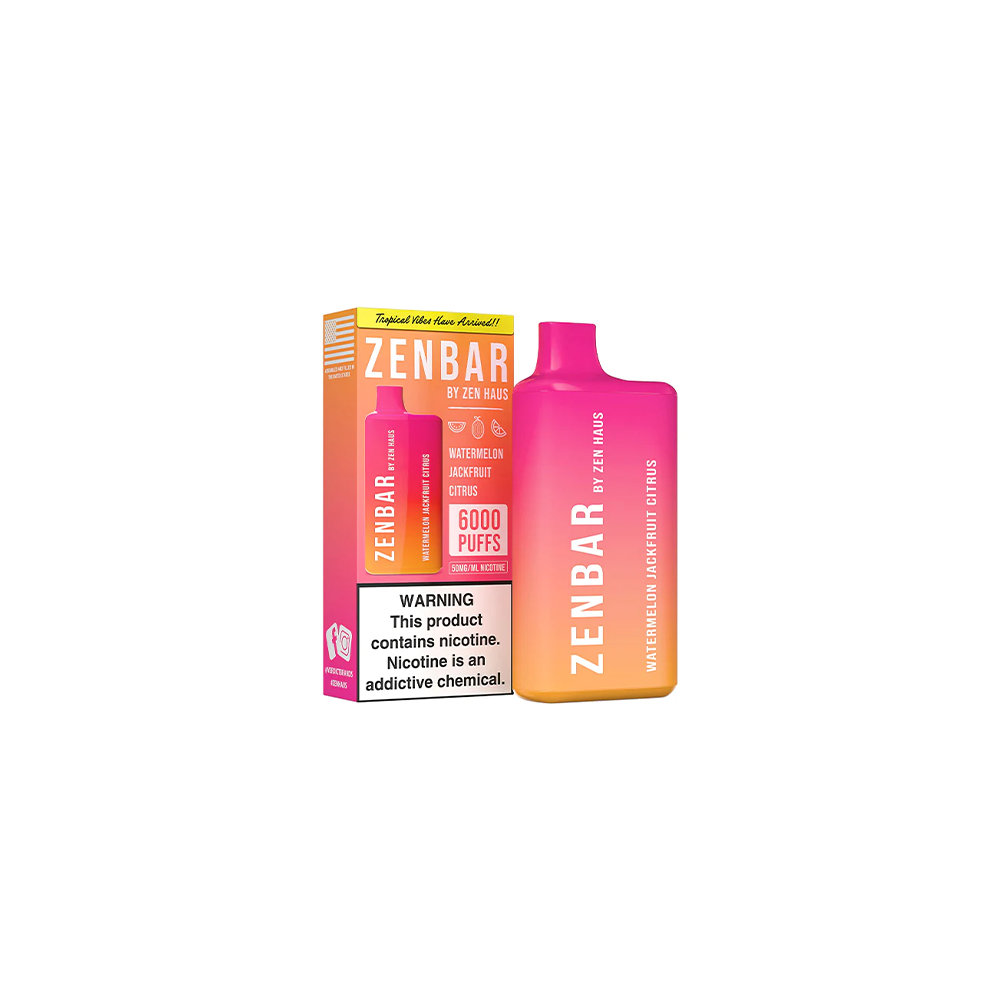 Zen Bar Disposable | 6000 Puffs | 13mL  | 50mg | MOQ 10 | Watermelon Jackfruit Citrus with Packaging