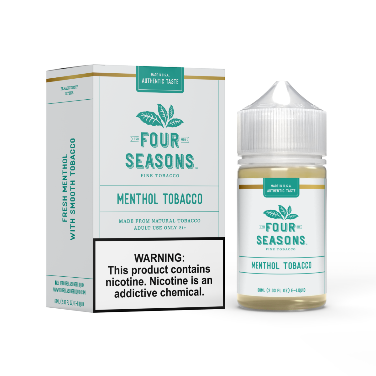 Four Seasons Series E-Liquid 60mL (Freebase) | Menthol Tobacco with packaging