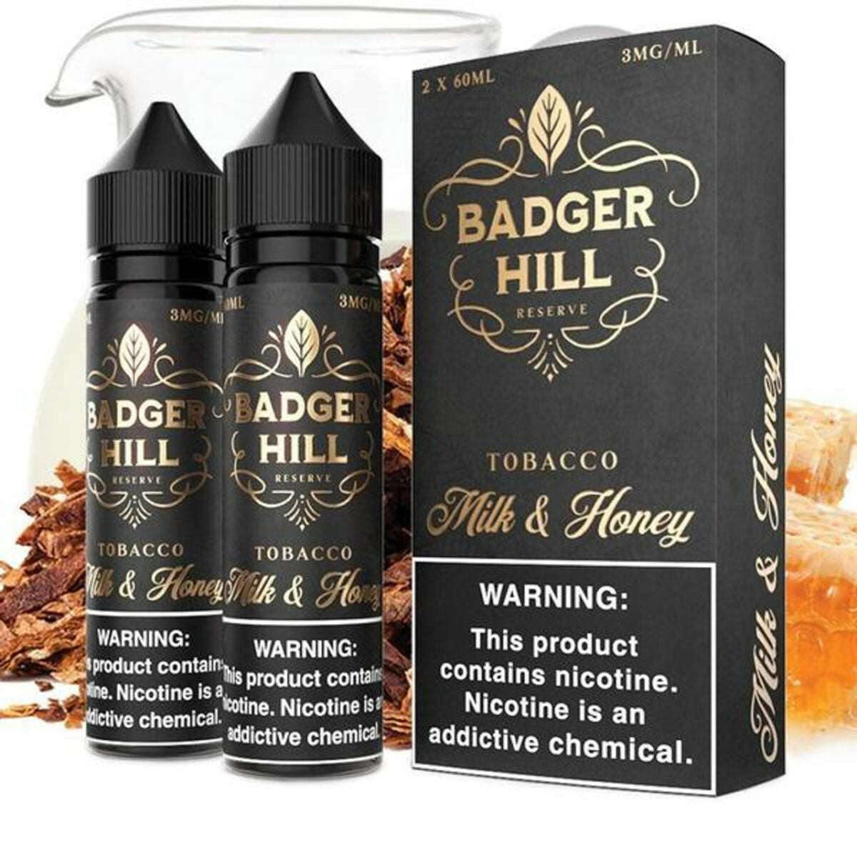 Badger Hill Reserve Series E-Liquid x2-60mL |  Milk and honey with packaging