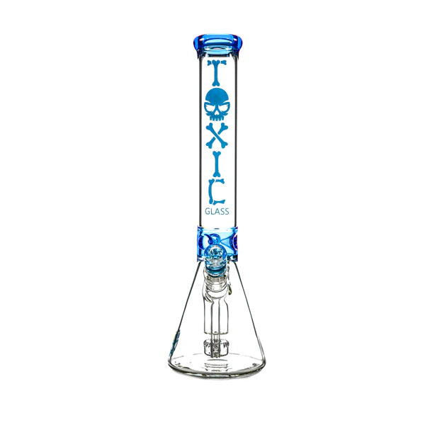 MKGlass TX13 Toxic Skull Beaker 15″ Water Pipe | Jade Blue