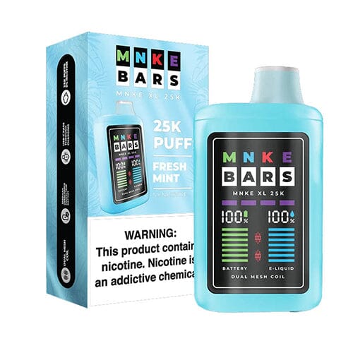 MNKE Bars XL Disposable 25000 Puffs 18mL 50mg | MOQ 5 - Fresh Mint with Packaging