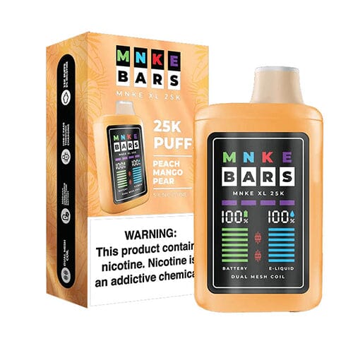 MNKE Bars XL Disposable 25000 Puffs 18mL 50mg | MOQ 5 - Peach Mango Pear with Packaging