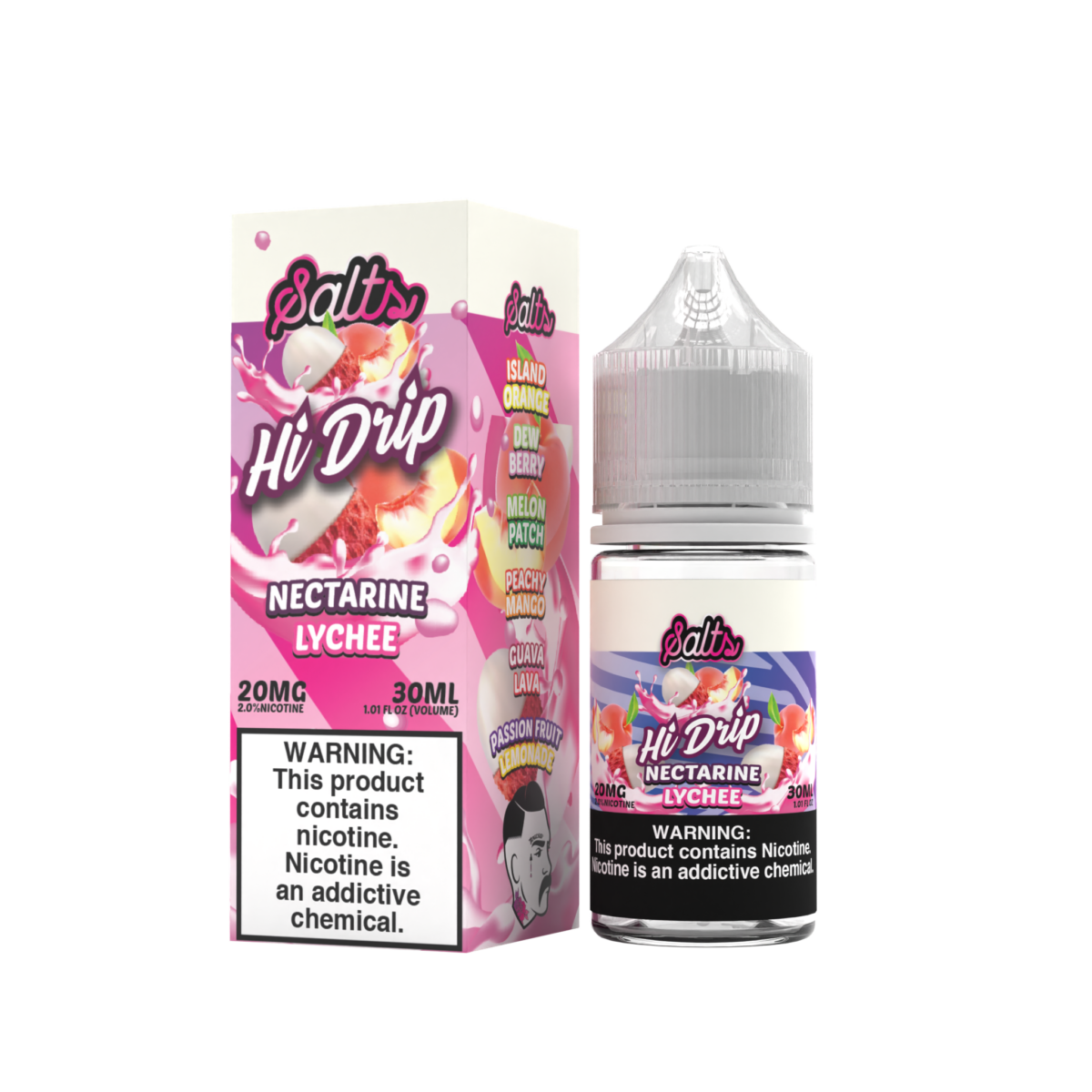 Hi-Drip Salt Series E-Liquid 30mL (Salt Nic) | Nectarine Lychee with packaging