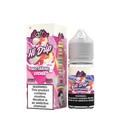 Hi-Drip Salt Series E-Liquid | 30mL | 20mg | (Salt Nic) | Nectarine Lychee with packaging