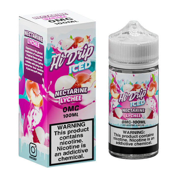 Hi-Drip Series E-Liquid 100mL (Freebase) | Nectarine Lychee Iced with packaging