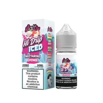 Hi-Drip Salt Series E-Liquid | 30mL | 20mg | (Salt Nic) | Nectarine Lychee Iced with packaging