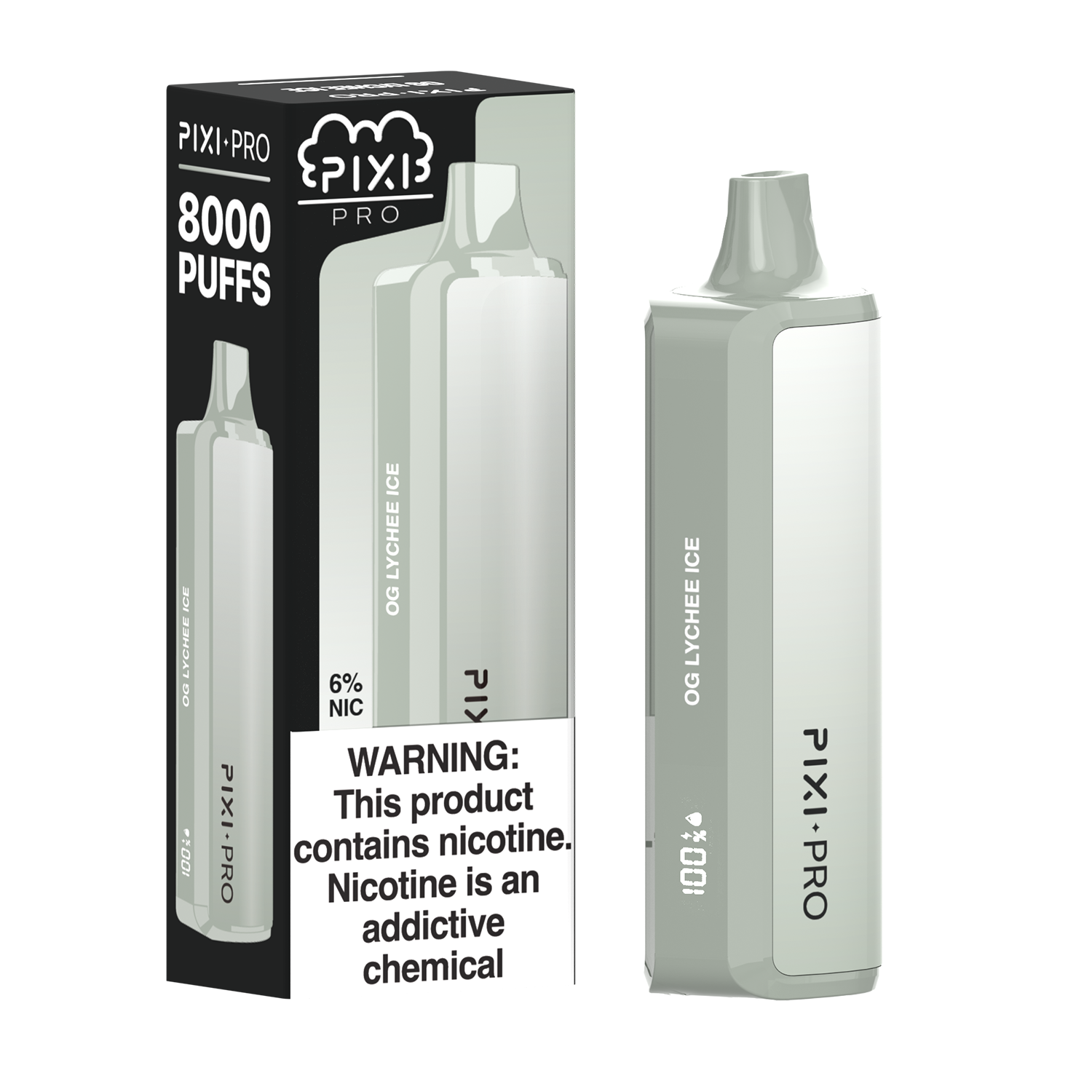 Pixi Pro Disposable | 8000 puffs | 14mL | 60Mg | MOQ 10pc | OG Lychee Ice with packaging