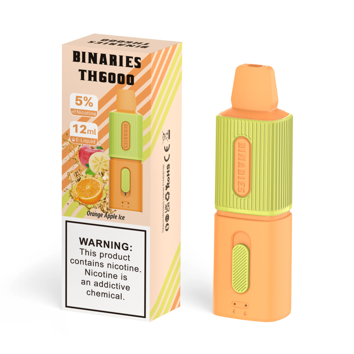 HorizonTech Binaries Cabin Disposable TH 6000 Puffs 12mL 50mg | MOQ 10 Orange Apple Ice with Packaging 