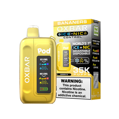 Oxbar Ice-Nic Control Pod Juice Edition Disposable | 35000 Puffs | 14mL | 50mg | MOQ 5 | Bannaners with Packaging