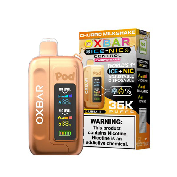 Oxbar Ice-Nic Control Pod Juice Edition Disposable 35000 Puffs 14mL 50mg • MOQ 5 | Churro Milkshake with Packaging